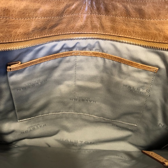 HALSTON Heritage Tan Leather and Tan Suede Hobo Handbag with Dust Bag - Picture 6 of 14